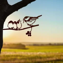 Birds Metal Garden Art Decor, Funny Metal Wall Sculptures Weatherproof Wrought Iron Art Sign Outdoor Garden Farmhouse Decor Wall Decor