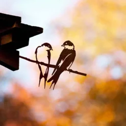 Birds Metal Garden Art Decor, Funny Metal Wall Sculptures Weatherproof Wrought Iron Art Sign Outdoor Garden Farmhouse Decor Wall Decor