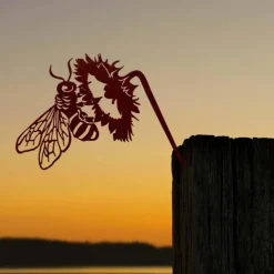 Birds Metal Garden Art Decor, Funny Metal Wall Sculptures Weatherproof Wrought Iron Art Sign Outdoor Garden Farmhouse Decor Wall Decor