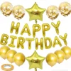Birthday Party Balloon Set - Star Balloons Glitter balloon Happy Birthday Balloons Banner - Multiple Colors Available