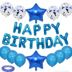 Birthday Party Balloon Set - Star Balloons Glitter balloon Happy Birthday Balloons Banner - Multiple Colors Available