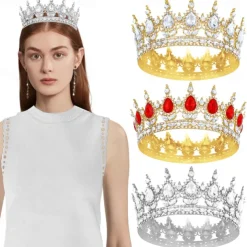 Birthday Party Baroque Crystal Tiara Round Crown for Birthday Party Shining Princess Look