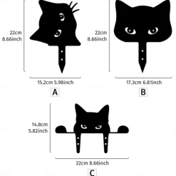 Black Acrylic Peeping Cat Garden Wooden Stake Decoration Cat Head Silhouette Waterproof Outdoor Card Insertion Suitable for Halloween Courtyard Decoration Fence Decoration Available All Seasons 1PC