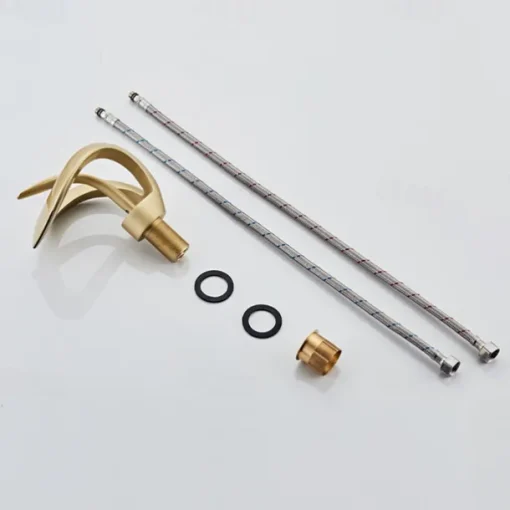 Black Bathroom Sink Mixer Faucet Waterfall Spout, Brass Basin Taps Single Handle One Hole Vessel Bathroom Tap with Hot and Cold Switch Golden Grey Chrome