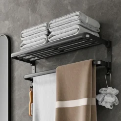 Black Bathroom Towel Rack Black Bathroom Storage Rack Toilet Bathroom Hardware Pendant Set Non Perforated Towel Rack