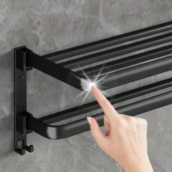 Black Bathroom Towel Rack Black Bathroom Storage Rack Toilet Bathroom Hardware Pendant Set Non Perforated Towel Rack