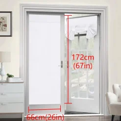 Black French Door Curtain Linen Textured Thermal Insulated Room Darkening Door Curtain Panel, Rod Pocket Noise Reducing Single Door Panel,1 Panel, Gray
