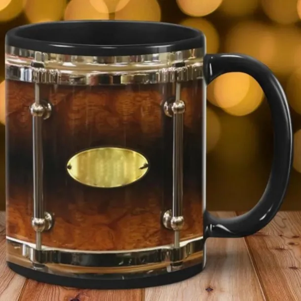 Black Vintage Drum Mug, Funny Drumming Gifts, Christmas Gift for Drummer, Drumming Coffee Cup, Drumming Dad, Drummer Brother Tumbler Gifts, Drums 11oz
