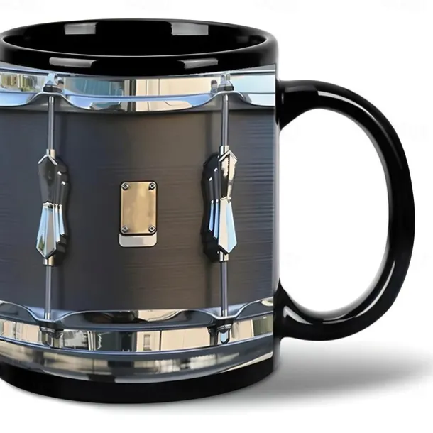 Black Vintage Drum Mug, Funny Drumming Gifts, Christmas Gift for Drummer, Drumming Coffee Cup, Drumming Dad, Drummer Brother Tumbler Gifts, Drums 11oz