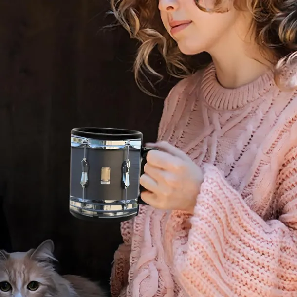 Black Vintage Drum Mug, Funny Drumming Gifts, Christmas Gift for Drummer, Drumming Coffee Cup, Drumming Dad, Drummer Brother Tumbler Gifts, Drums 11oz