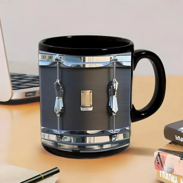 Black Vintage Drum Mug, Funny Drumming Gifts, Christmas Gift for Drummer, Drumming Coffee Cup, Drumming Dad, Drummer Brother Tumbler Gifts, Drums 11oz