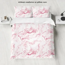 Black White Marble 3D Printed 3-Piece Set of Down Duvet Covers 100% Cotton for Hotels Bedrooms Guest Rooms Bedding Sets Comfy Sets
