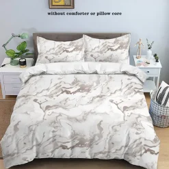 Black White Marble 3D Printed 3-Piece Set of Down Duvet Covers 100% Cotton for Hotels Bedrooms Guest Rooms Bedding Sets Comfy Sets