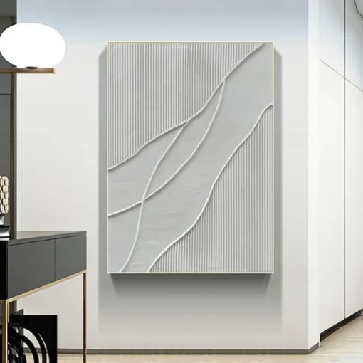 Black White Modern Minimalist Wall Art Modern Minimalist Art Black 3D Texture Painting Abstract Painting Home Wall Decor Stretched Frame Ready to Hang