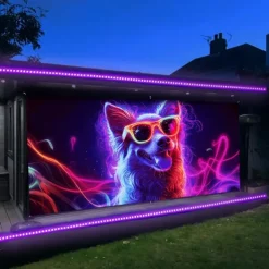Blacklight Door Decorations Garage Door Cover Glow in the Dark Animal Dog Outdoor Banner Large Backdrop for Party Outdoor Garage Door Home Wall Decorations