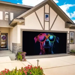 Blacklight Door Decorations Garage Door Cover Glow in the Dark Animal Dog Outdoor Banner Large Backdrop for Party Outdoor Garage Door Home Wall Decorations
