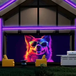 Blacklight Door Decorations Garage Door Cover Glow in the Dark Animal Dog Outdoor Banner Large Backdrop for Party Outdoor Garage Door Home Wall Decorations