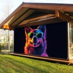 Blacklight Door Decorations Garage Door Cover Glow in the Dark Animal Dog Outdoor Banner Large Backdrop for Party Outdoor Garage Door Home Wall Decorations