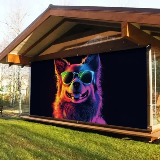 Blacklight Door Decorations Garage Door Cover Glow in the Dark Animal Dog Outdoor Banner Large Backdrop for Party Outdoor Garage Door Home Wall Decorations
