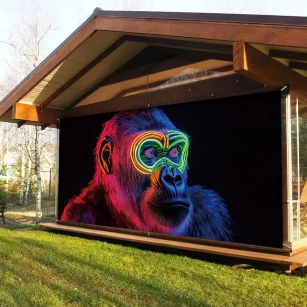 Blacklight Door Decorations Garage Door Cover Glow in the Dark Animal Dog Outdoor Banner Large Backdrop for Party Outdoor Garage Door Home Wall Decorations