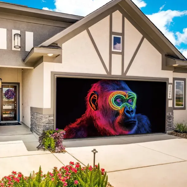 Blacklight Door Decorations Garage Door Cover Glow in the Dark Animal Dog Outdoor Banner Large Backdrop for Party Outdoor Garage Door Home Wall Decorations