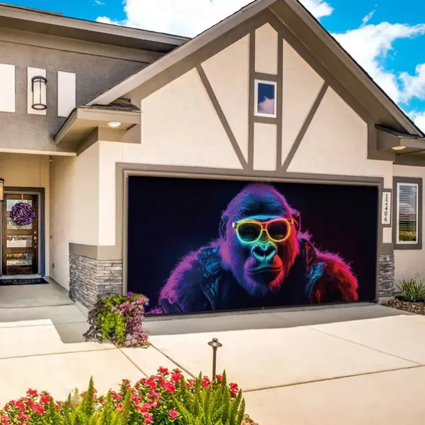 Blacklight Door Decorations Garage Door Cover Glow in the Dark Animal Dog Outdoor Banner Large Backdrop for Party Outdoor Garage Door Home Wall Decorations