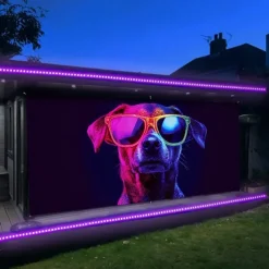 Blacklight Door Decorations Garage Door Cover Glow in the Dark Animal Dog Outdoor Banner Large Backdrop for Party Outdoor Garage Door Home Wall Decorations