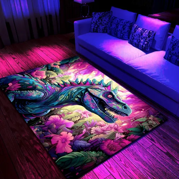 Blacklight Rug UV Reactive Glow in the Dark Area Rug Kitchen Mat Non-Slip Oil Proof Trippy Dragon Floor Mat Livingroom Rug Indoor Outdoor Mat Bedroom Decor Bathroom Mat Entrance Rug Door Mat