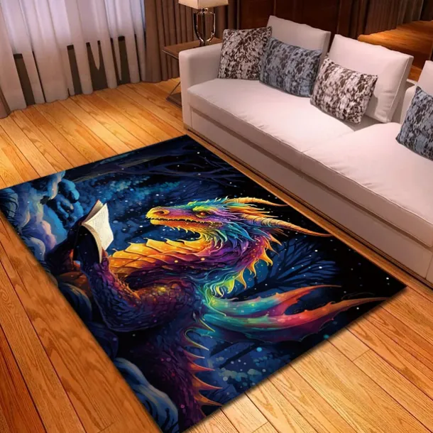 Blacklight Rug UV Reactive Glow in the Dark Area Rug Kitchen Mat Non-Slip Oil Proof Trippy Dragon Floor Mat Livingroom Rug Indoor Outdoor Mat Bedroom Decor Bathroom Mat Entrance Rug Door Mat