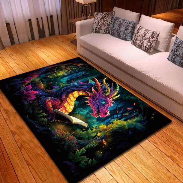 Blacklight Rug UV Reactive Glow in the Dark Area Rug Kitchen Mat Non-Slip Oil Proof Trippy Dragon Floor Mat Livingroom Rug Indoor Outdoor Mat Bedroom Decor Bathroom Mat Entrance Rug Door Mat