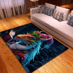 Blacklight Rug UV Reactive Glow in the Dark Area Rug Kitchen Mat Non-Slip Oil Proof Trippy Dragon Floor Mat Livingroom Rug Indoor Outdoor Mat Bedroom Decor Bathroom Mat Entrance Rug Door Mat