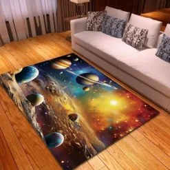 Blacklight Rug UV Reactive Glow in the Dark Area Rug Kitchen Mat Non-Slip Oil Proof Trippy Galaxy Floor Mat Livingroom Rug Indoor Outdoor Mat Bedroom Decor Bathroom Mat Entrance Rug Door Mat