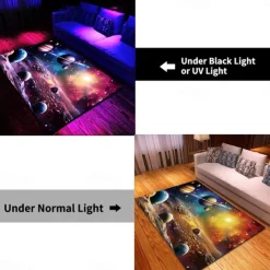Blacklight Rug UV Reactive Glow in the Dark Area Rug Kitchen Mat Non-Slip Oil Proof Trippy Galaxy Floor Mat Livingroom Rug Indoor Outdoor Mat Bedroom Decor Bathroom Mat Entrance Rug Door Mat