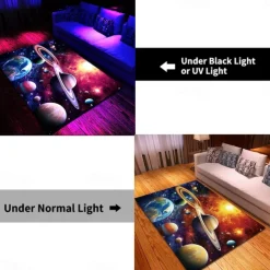 Blacklight Rug UV Reactive Glow in the Dark Area Rug Kitchen Mat Non-Slip Oil Proof Trippy Galaxy Floor Mat Livingroom Rug Indoor Outdoor Mat Bedroom Decor Bathroom Mat Entrance Rug Door Mat