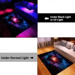 Blacklight Rug UV Reactive Glow in the Dark Area Rug Kitchen Mat Non-Slip Oil Proof Trippy Universe Floor Mat Livingroom Rug Indoor Outdoor Mat Bedroom Decor Bathroom Mat Entrance Rug Door Mat
