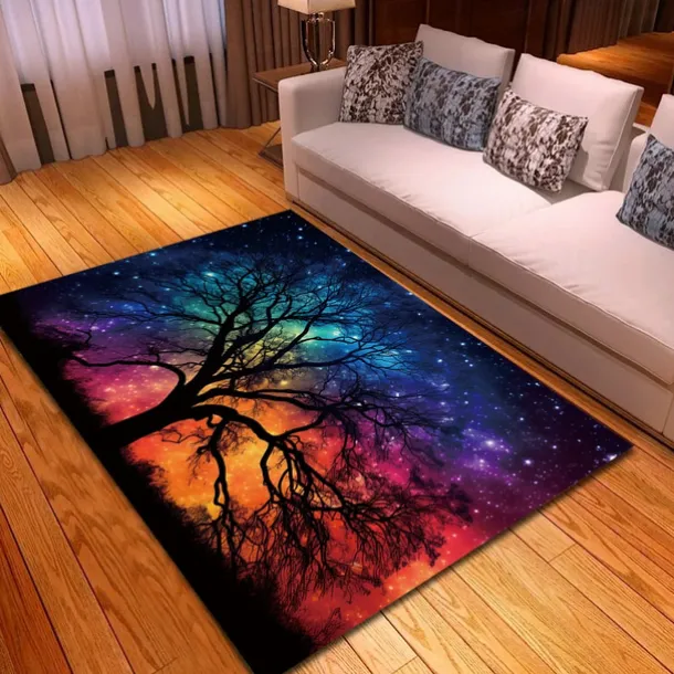 Blacklight Rug UV Reactive Glow in the Dark Area Rug Kitchen Mat Non-Slip Oil Proof Trippy Universe Floor Mat Livingroom Rug Indoor Outdoor Mat Bedroom Decor Bathroom Mat Entrance Rug Door Mat