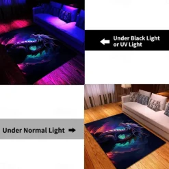 Blacklight Rug UV Reactive Glow in the Dark Area Rug Kitchen Mat Non-Slip Oil Proof Creepy Dragon Floor Mat Livingroom Rug Indoor Outdoor Mat Bedroom Decor Bathroom Mat Entrance Rug Door Mat