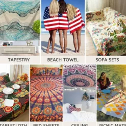 Blacklight Tapestry UV Reactive Glow in the Dark Glow Party Neon Fantasy Waterfall Rainbow Psychedelic Trippy Misty Hanging Tapestry Wall Art Mural for Living Room Bedroom