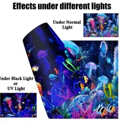 Blacklight Tapestry UV Reactive Glow in the Dark Glow Party Neon Jellyfish Marine Psychedelic Trippy Misty Hanging Tapestry Wall Art Mural for Living Room Bedroom