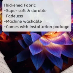 Blacklight Tapestry UV Reactive Glow in the Dark Glow Party Neon Lotus Flower Nature Psychedelic Trippy Misty Hanging Tapestry Wall Art Mural for Living