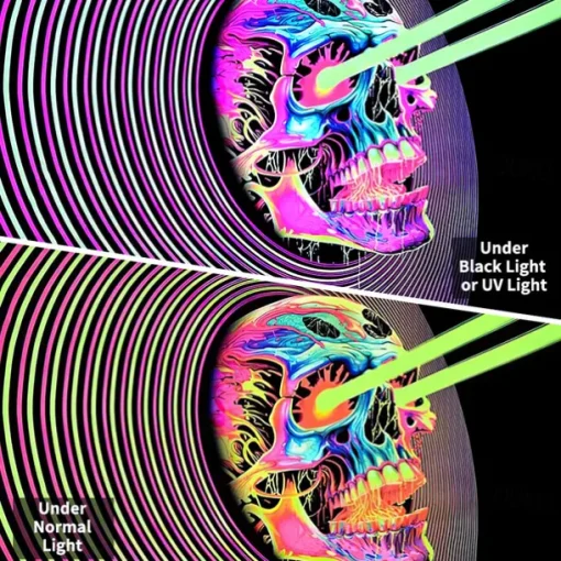 Blacklight Tapestry UV Reactive Glow in the Dark Glow Party Skulls Psychedelic Trippy Misty Hanging Tapestry Wall Art Mural for Living Room Bedroom