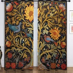 Blackout Curtain Drapes Farmhouse Grommet/Eyelet Curtain Panels For Living Room Bedroom Door Kitchen Balcony Window Treatments Thermal Insulated Room Darkening