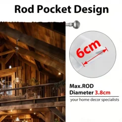 Blackout Curtain Drapes Farmhouse Grommet/Eyelet Barn Wood Door Curtain Panels For Living Room Bedroom Door Kitchen Window Treatments Thermal Insulated Room Darkening