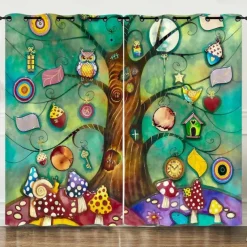 Blackout Curtain Drapes Farmhouse Curtain 2 Panels Black For Living Room Bedroom Door Kitchen Balcony Window Treatments Thermal Insulated