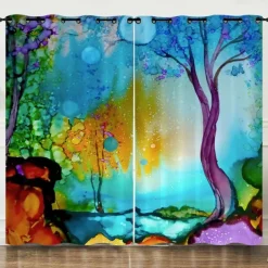 Blackout Curtain Drapes Farmhouse Curtain 2 Panels Black For Living Room Bedroom Door Kitchen Balcony Window Treatments Thermal Insulated