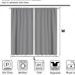 Blackout Curtain Drapes Farmhouse Curtain 2 Panels Black For Living Room Bedroom Door Kitchen Balcony Window Treatments Thermal Insulated
