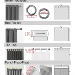 Blackout Curtain Drapes Farmhouse Curtain 2 Panels Black For Living Room Bedroom Door Kitchen Balcony Window Treatments Thermal Insulated