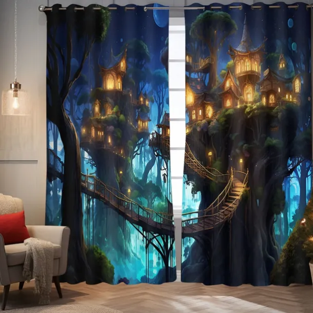 Blackout Curtains, Curtains for Bedroom Living Room Thermal Insulated Curtains, Window Treatments Patterned Drapes Panels