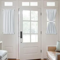 Blackout Window Curtains, Farmhouse Thermal Insulated Noise Reducing Privacy Faux Linen Patio/French/Glass Door Curtain Panel, 1 Panel