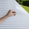 Blind Privacy Window Film Non Adhesive White Strips Window Sticker Faux Shutter Blinds Looking Static Cling Glass Covering for Home Office Security Protection UV Blocking